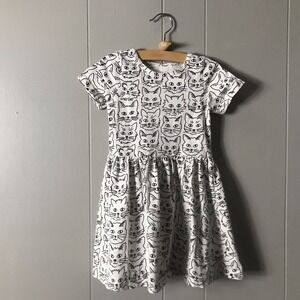 WINTER WATER FACTORY CAT FACE PRINT SHORT SLEEVE DRESS ORGANIC COTTOM GIRLS 4T